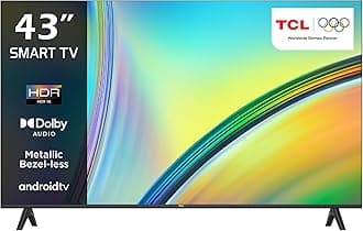 TCL 43 Inch LED HDR Full Frameless HD Smart TV, Android TV, Google Assistant, Dolby Audio Sound, Netflix, Youtube, Google Play Store, 43S5400A - (2024 Model)