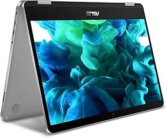 ASUS VivoBook Flip Thin Lightweight 2-in-1 Laptop Touchscreen, Intel Dual-Core Celeron N3350 Processor, 4GB RAM, 64GB eMMC Storage, Windows 10" S Mode