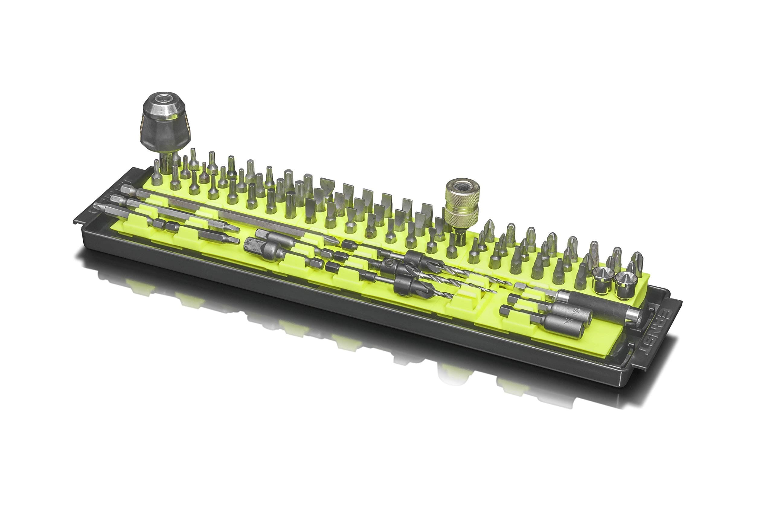 Ernst Manufacturing Bit Boss High-Density Bit Organizer for Vertical or Horizontal Storage, 90 Tool, High-Visibility with Push Button Release (Model 5720HV)