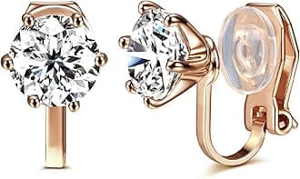 AllenCOCO14K Rose Gold Plated 1.5 Carat CZ Clip-On Earrings - 7.5mm Round Cut Simulated diamond Clip-ons