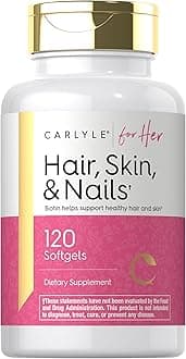 Carlyle Hair Skin and Nails Vitamin | 120 Softgels | Beauty Formula Supplement | with Biotin and Collagen Zinc, Vitamin A, B6, C & E | Non-GMO, Gluten Free