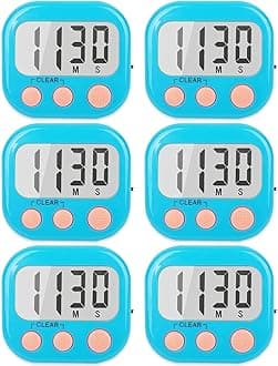6 Pack Kitchen Timers Loud Ring Digital Timers for Cooking Magnetic Blue