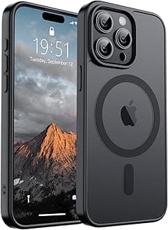 SUPFINE Magnetic for iPhone 15 Pro Max Case (Compatible with MagSafe) (Military Grade Drop Protection) Translucent Matte Shockproof Phone Cover, Black