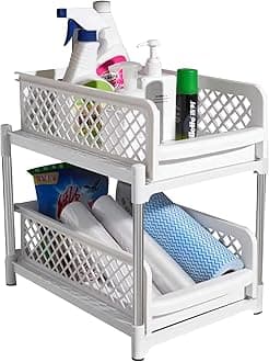 Beauenty Pull Out Spice Rack Organizer for Inside Kitchen Cabinets - 18.5/26.7cm Wide - Slide Out Drawer – Sliding Spice Cabinet Organization Shelf Racks - 2 Tier (W - 26.7 cm)