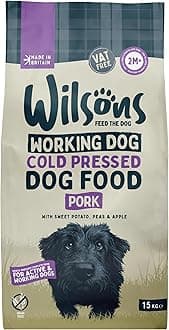 Wilsons - Cold Pressed Dog Food - Complete Dry Meal with Natural, Hypoallergenic, Grain Free Ingredients, Best Introduced Gradually, Suitable for Adult Dogs and Puppies 2 Months + (Pork) (15kg)