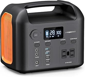 Portable Power Station, 300W (600W Peak) 299Wh LiFePO4 Solar Generator Pure Sine Wave 110V AC Car Outlets PD 60W QC3.0 Backup Power Supply Bank for CPAP Outdoor RV Camping Emergency Home Use