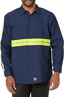 Red Kap Men's Enhanced Visibility Work Shirt, Long Sleeve Utility Button