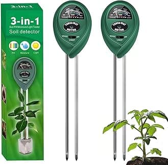 Soil Moisture Meter 3 in 1 Soil Tester Moisture, Light, pH, Horticultural Soil Moisture Meter Sensor for Outdoor, Indoor, Garden, Farm, Plant 2PCS