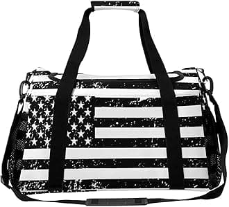 Black American Flag Personal Item Bag Travel Duffel Bag Sports Tote Gym Bag Luggage Duffle for Women Men