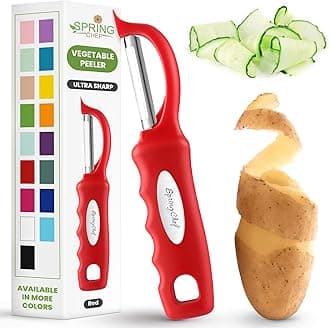 Premium Swivel Vegetable Peeler, Soft Grip Handle and Ultra Sharp Stainless Steel Blades - Perfect Kitchen Peeler For Veggie, Fruit, Potato, Carrot, Apple - Red