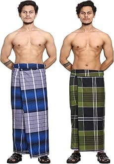 Gowri Tex Cotton Stitched Lungi Pack Of 2 (Ready To Wear) 2.25Meter