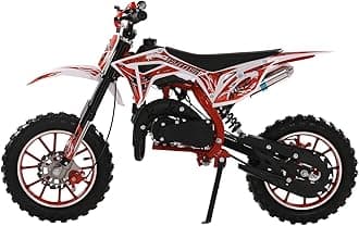 49cc Kids Dirt Bike, 2-Stroke Pocket Gas Motorbike, Off Road Gas Power Mini Pocket Motorcycle with Front Rear Disc Brakes, Mini Dirt Scooter Bike Pocket, Racing Max Speed 40MPH