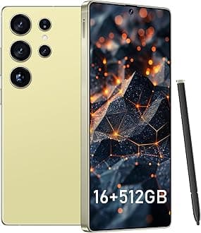 I25 Ultra Smartphone 16GB+512GB Android 14 Smartphone, 6.99" FHD+ Display, 7000mAh Battery, 108MP+68MP Dual Camera, Built-in Pen Stylus, Fast Performance Large Memory (Yellow)