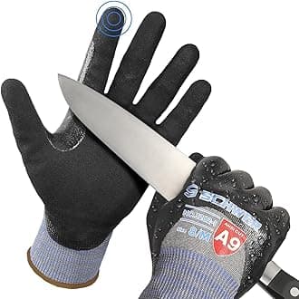 Schwer 2 Pairs ANSI A9 Cut/Abrasion/Puncture Resistant Gloves, 3/4 Double Nitrile Coating for Ultra Durable, Water and Oil Proof, Anti Slip, Stain Resistant, Black, M