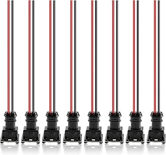 MOTOALL Fuel Injector Connector EV1 OBD1 Plug Wire Harness Pigtail Wiring Loom Clip Cut & Splice 2-Wire Female - 8pcs