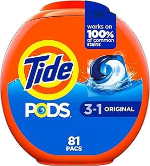 Tide PODS laundry detergent pacs, 3-in-1 Stain Remover, Odor Fighter, Color Protector, 81 Count, HE compatible, Original Scent