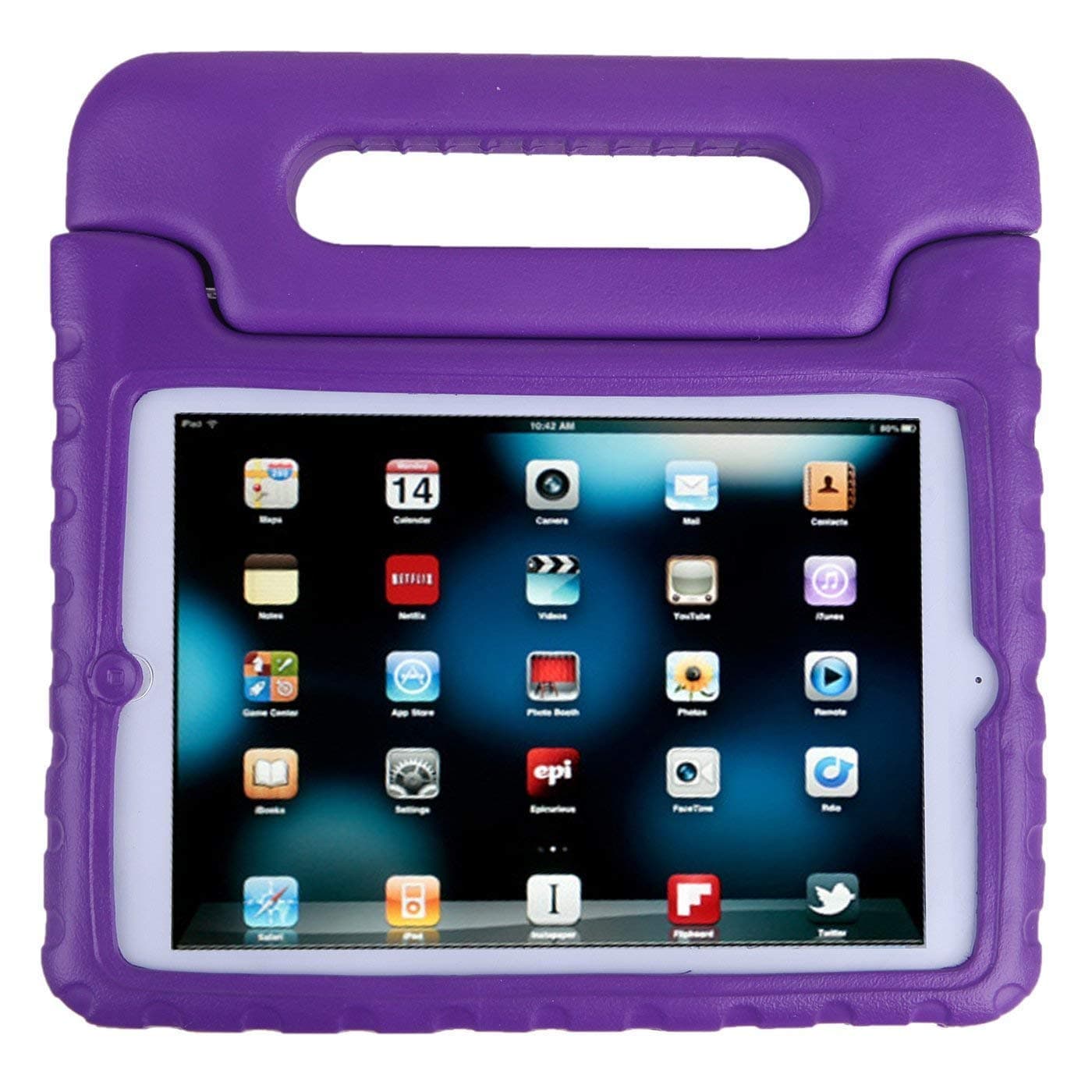 iPad Mini Case, [Kids Series] Shock Proof Convertible Handle Light Weight Super Protective Stand Cover Case for Apple iPad Mini/Mini 2/Mini 3 (Purple)