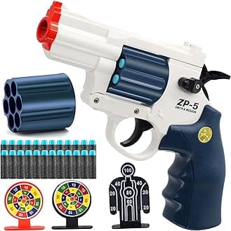 Soft Bullet Toy Gun Foam Blaster Toy Revolver, EVA Safety Soft Bullets Educational Shooting Game Toys, A Surprise Gift for Teens Adults Birthday Christmas Halloween (White)