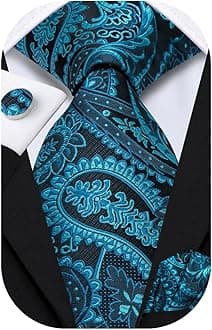 Dubulle Mens Paisely Stripe Silk Ties for Men Necktie and Pocket Square Set Wedding Ties Set