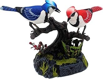 Tipmant Simulation Electric Birds Toys Voice Controlled Electronic Animal Pets Realistic Pen Holders Office Home Decor Ornament Kids Birthday Gifts (Blue)