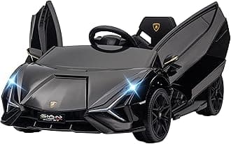 Aosom 12V Ride on Car, Lamborghini SIAN Licensed Battery Powered Electric Car for Kids with Remote Control, Horn, Music, & Headlights, Black