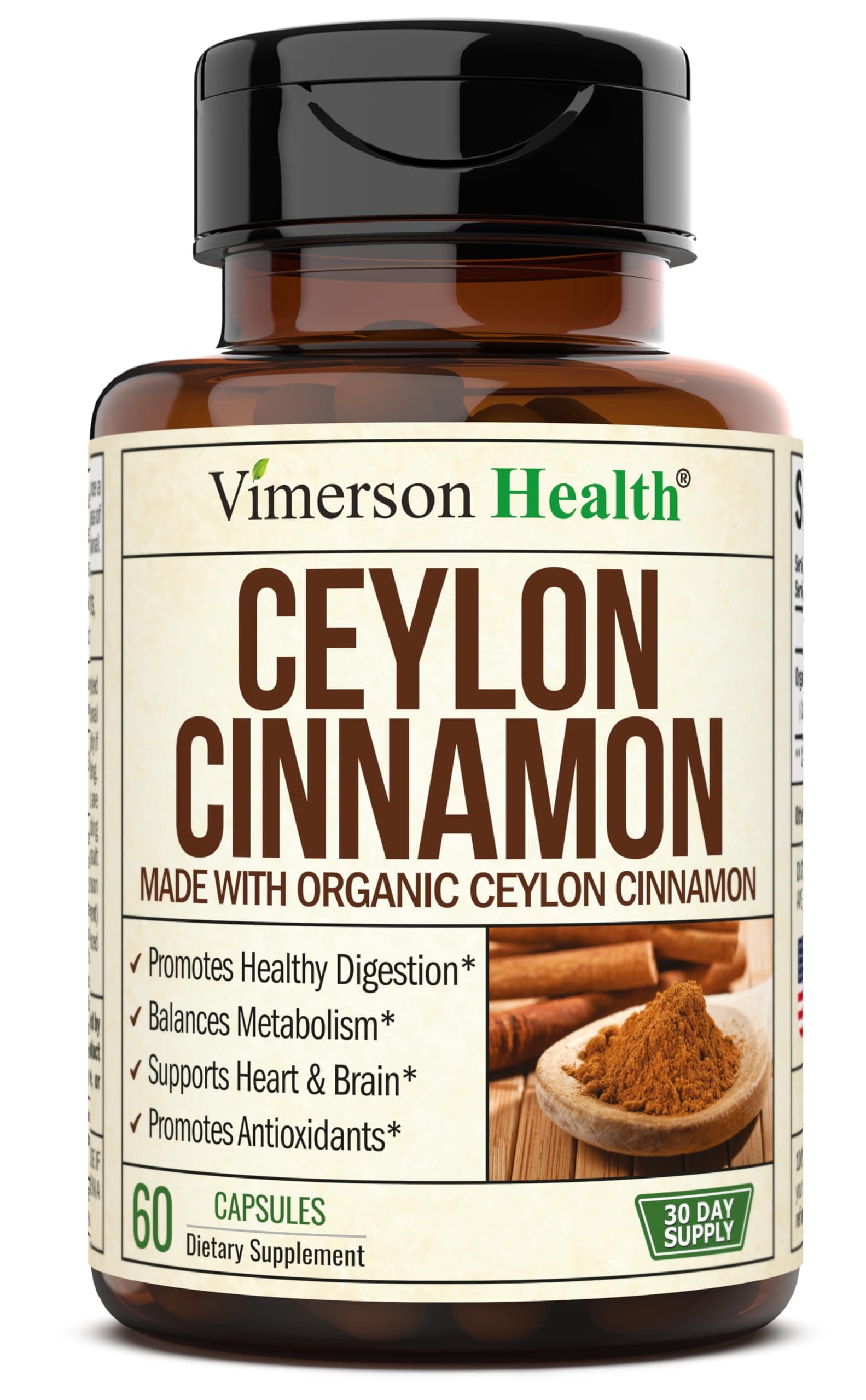 True Ceylon Cinnamon Supplement, 60 Capsules