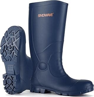 Men's Rain Boots with Reinforced Steel Shank Waterproof Rubber Boots Durable Concrete Boot Outdoor Work Boots Lightweight Mud Boots Plain Toe for Agriculture Industrial