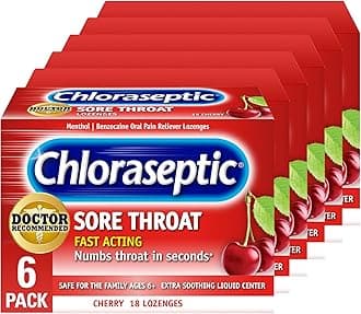 Chloraseptic Sore Throat Lozenges, Cherry, 18 Count, 6 Pack