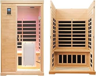 Saunas 902CH Far Infrared Sauna, Indoor Wooden Dry Sauna Low EMF 2-Person Standard Size Hemlock Wood 360 Envolved Saunas Room (2-Person Standard)