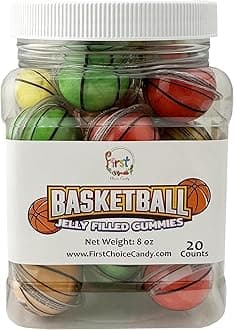 Jelly Filled Gummies - Assorted Flavor Gummy Filled Candies - Filled With Fruit Jams - 20 Pieces In Resealable Jar (Basketball)