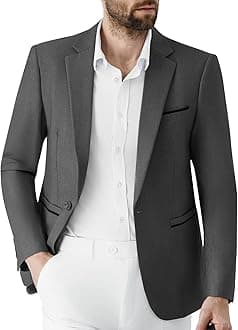 Mens Blazer 1 Button Casual Slim Fit Blazer Jacket Business Lightweight Suit Jackets Wedding Tuxedo