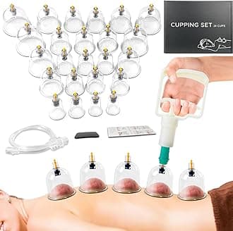 Cupping Therapy Set, 24 Massage Cups Cupping Set with Pump Vacuum Suction Cups for Body Cellulite Cupping Massage Back Pain Relief, Chinese Acupoint Physical Cupping Therapy Hijama