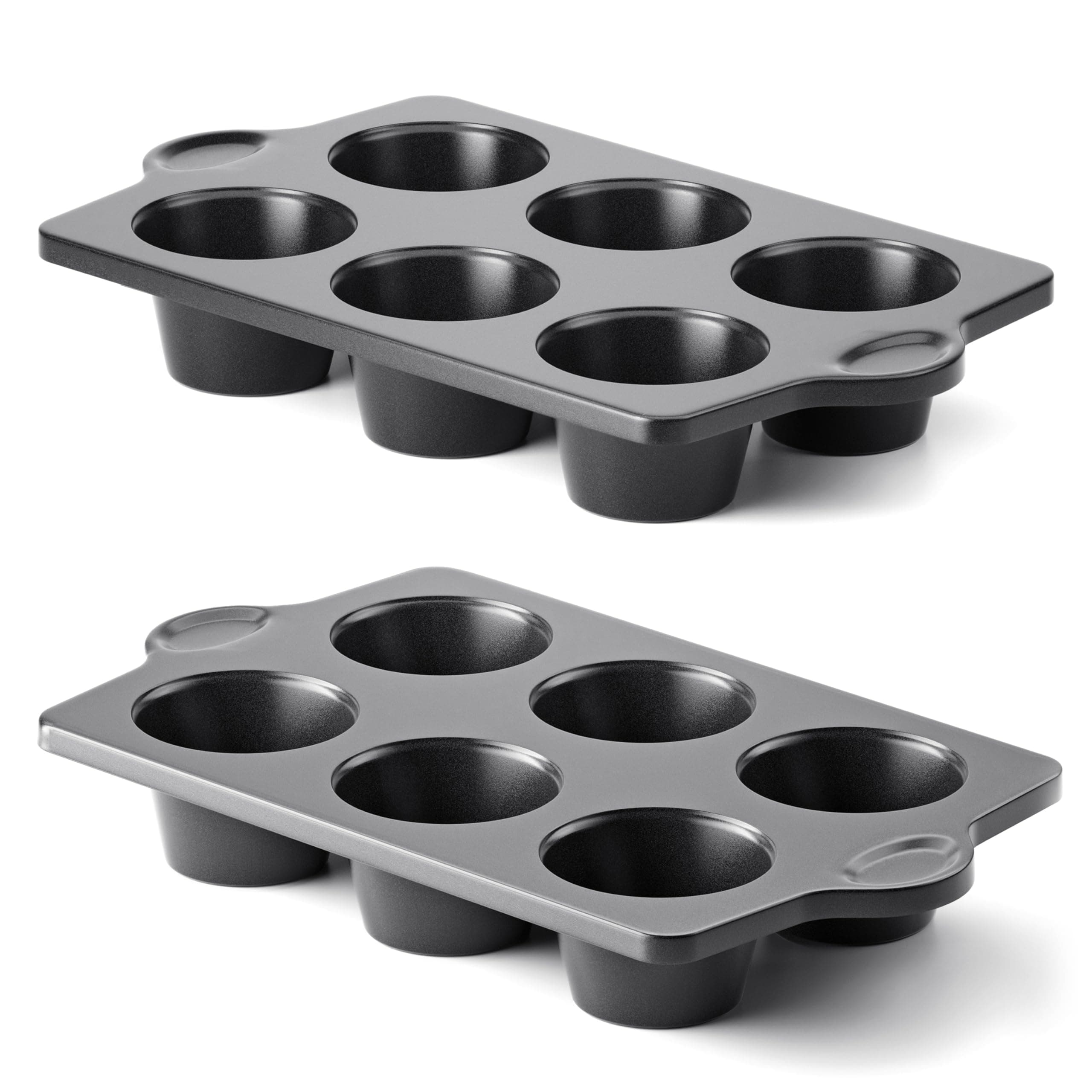 - Nonstick Jumbo Muffin Pan, 2 Pack Large Cupcake Tin for Baking, Cup Cake Tray, 3.5dia, 6 Cup, Premium, Extra Thick, Dishwasher Safe