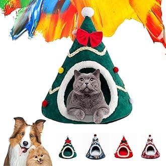 Christmas Tree Cat Bed, Christmas Tree Cat Housem, Christmas Pet Bed,Cat Christmas Bed, Cat Christmas Tree Bed, Christmas Ornament Cat Bed for Indoor Cats (B, Large)