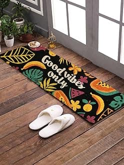 SWHF Natural Coir Printed Double Doormat Long-Lasting, Anti-Slip, Heavy Duty Thick Entryway Rug with PVC Backing for Indoor & Covered Door Entrances 120 x 40 cm (SWPF0044)