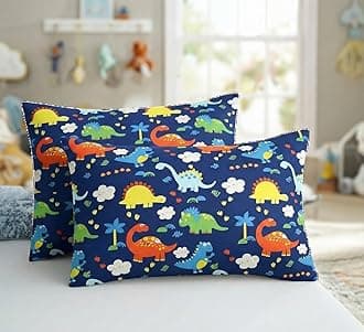Filymore Dinosaur Cartoon Printed Pillow Covers for Kids Room | Made with Pure Microfiber Soft & Skin Friendly Pillow Cases | Size (17 x 27 inch, Multi) Set of 2 Covers. (Blue)