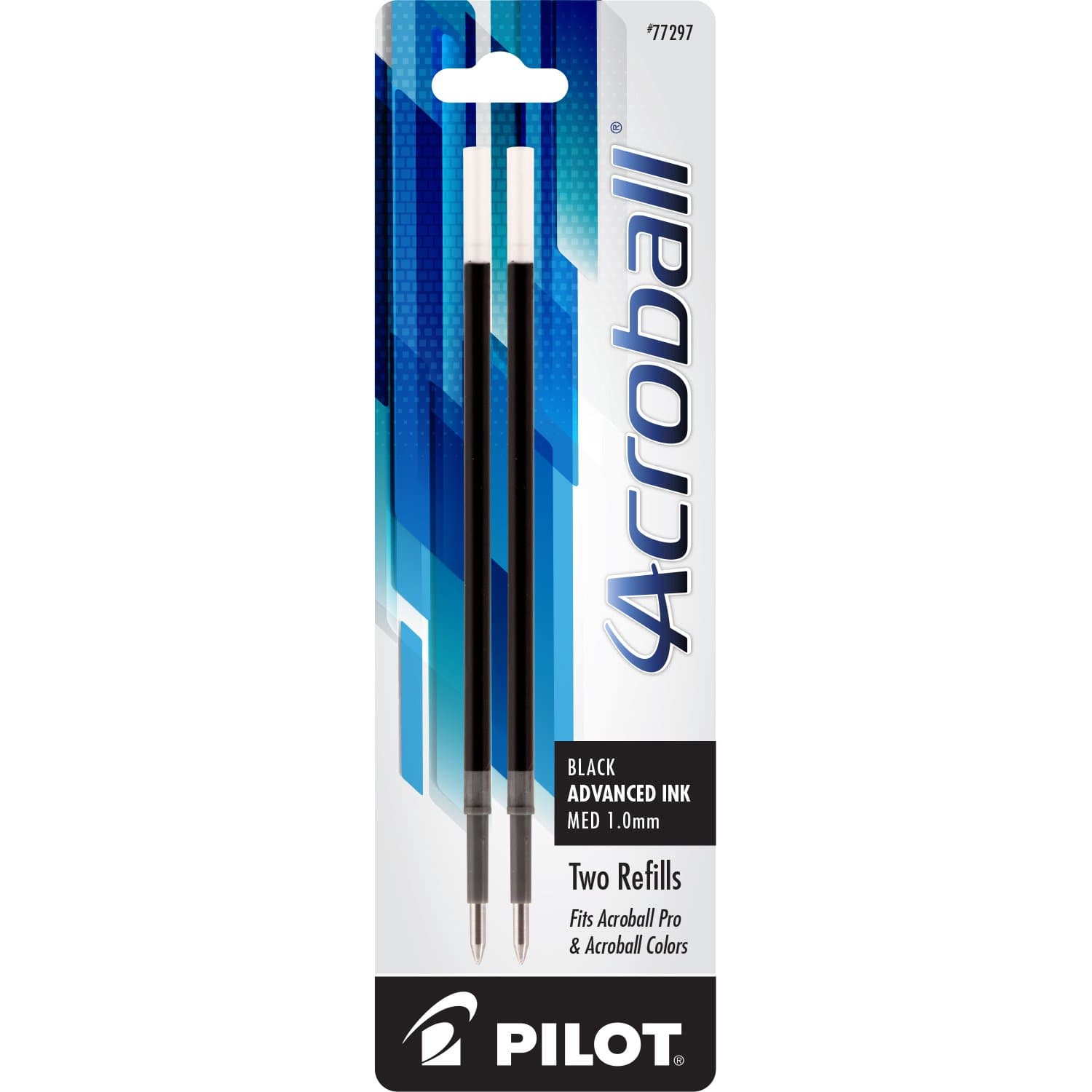 Acroball Advanced Ink Refill For Retractable Pens, Medium Point, Black Ink, 2-Pack (77297)