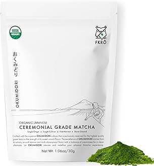 FKRO Organic Ceremonial Grade Matcha Green Tea Powder | 1st Harvest, Single Origin, Single Okumidori Cultivar | Sugar-free | Flown in Fresh from Japan Every Month (30g/1.06oz) Pouch