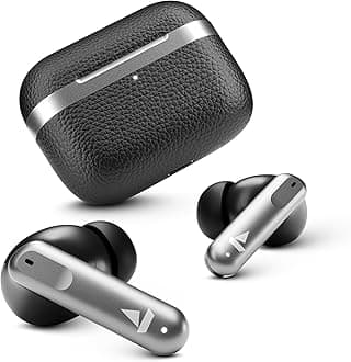 Airdopes 111v2, Premium Leather Finish, 4Mics ENx, 50HRS Battery, 13mm Drivers, Fast Charge, Dual Pair, v5.4 Bluetooth TWS in Ear Earbuds Wireless Earphones with mic (Classic Black)