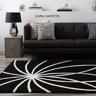 ZARACARPETS Solid Plain Exported Quality Hand Made Carpets and Rug Size 5 Feet by 8 Feet (5x8 feet) Black Web