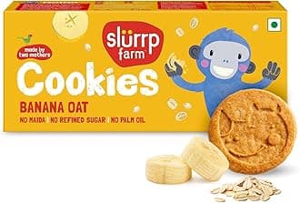 Slurrp Farm No Maida No Refined Sugar Banana Oat Cookies | Healthy Cookies Biscuit Made With Multigrains | 80g