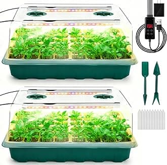 Seed Starter Tray with Grow Light, 96-Cell Seed Starter Kit, Seedling Starter Trays with Humidity Domes, Automatic Timer, Adjustable Light Indoor Gardening Plant Germination Trays