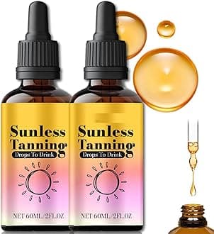 Drinkable Tanning Drops, Sunless Tanning Drops To Drink, No Sun Required to Naturally Boost Melanin, Promotes Natural Skin Tone, Promotes Skin Health, Nourishing and Moisturizing (2pcs)