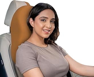 WELLGIVER Car Neck Rest Pillow Experience Ultimate Comfort with Ultrasoft Cushioning, Superior Neck Support Pain Relief Memory Foam Head Rest with Washable Velvet Cover (Tan (Pack of 2), Large)