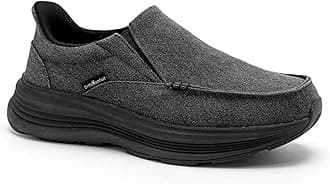 Men's Orthopedic Slip On Loafers with Arch Support: Comfortable Plantar Fasciitis Orthotic Shoes for Plantar Fasciitis, Canvas Thick Sole Walking Shoes for Foot and Heel Pain Relief