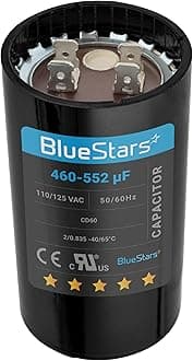 [2025 Upgraded] BlueStars 460-552 uF MFD 110-125 VAC Volts CD60 50/60 Hz Round Motor Start Capacitor - Universal Fit for AC Motor Run or Fan Start and Cool or Heat Pump Air Conditioner
