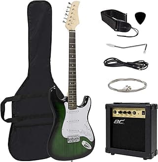 Best Choice Products 39in Full Size Beginner Electric Guitar Starter Kit with Case, Strap, 10W Amp, Strings, Pick, Tremolo Bar (Green)