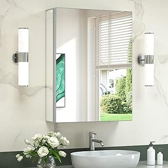 TokeShimi 20x26 Mirrored Medicine Cabinet Wall Mounted,Full-Overlay Mirrors with Storage Aluminum for Bathroom with Adjustable Shelf Tempered