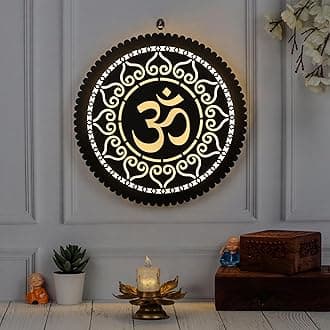 RGY OM Symbol Wall, Office, Pooja room, Mandir Decoration, Home Decore, Backlit LED – Handcrafted Design for Home, Living Room & Office – Spiritual Wall Art for Positive Energy - Warm White