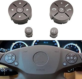 Car Steering Wheel Button Cover Replacement Voice Audio Control for Mercedes Benz C E S Class W204 W212 W221 GLK X204 (Brown-A set)